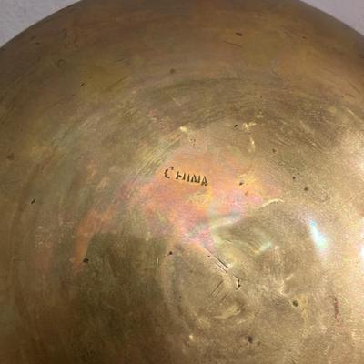 Antique Chinese Export Brass Dragon Engraved Bowl, Early 20th Century