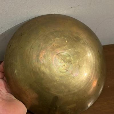 Antique Chinese Export Brass Dragon Engraved Bowl, Early 20th Century