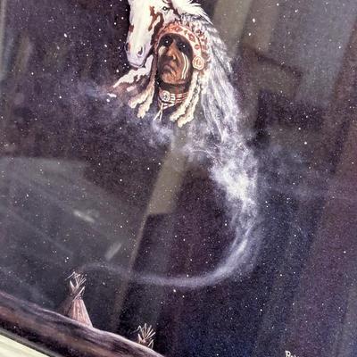 Approx 11 7/8" x 15" Red Hawk '90 Print 9/100 Red Earth '92