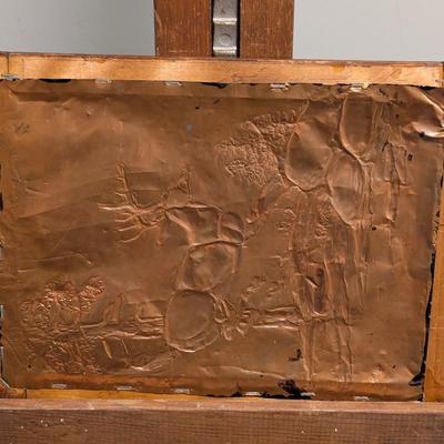 Dated/Signed On The Back Approx 13 1/4" x 10" Vintage Copper Repousse Wall Art