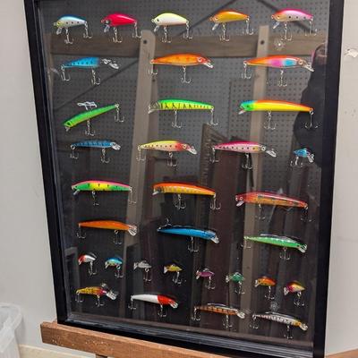 Fishing Lures Mounted In Shadow Box