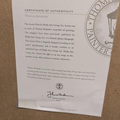 Approx 15" x 13 1/4" Memories Of Christmas Thomas Kinkade With COA