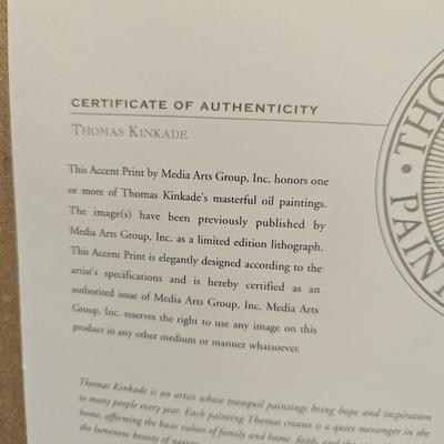 Approx 15" x 13 1/4" Memories Of Christmas Thomas Kinkade With COA