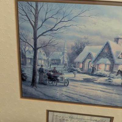Approx 15" x 13 1/4" Memories Of Christmas Thomas Kinkade With COA