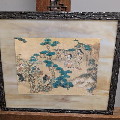 14" x 16" Asian Scenery On Stain Glass