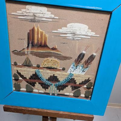 Approx 22" x 22 5/8" Sand Painting Signed By Navajo Artist Ben Matchers