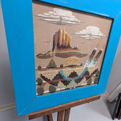 Approx 22" x 22 5/8" Sand Painting Signed By Navajo Artist Ben Matchers