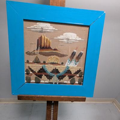 Approx 22" x 22 5/8" Sand Painting Signed By Navajo Artist Ben Matchers