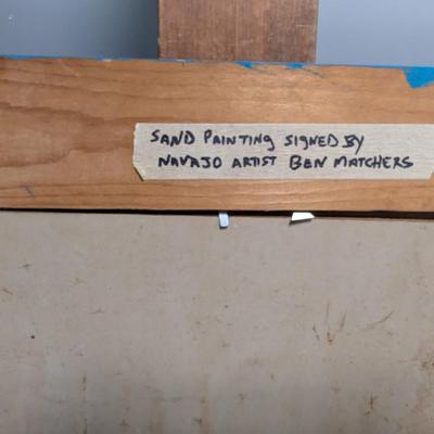 Approx 22" x 22 5/8" Sand Painting Signed By Navajo Artist Ben Matchers