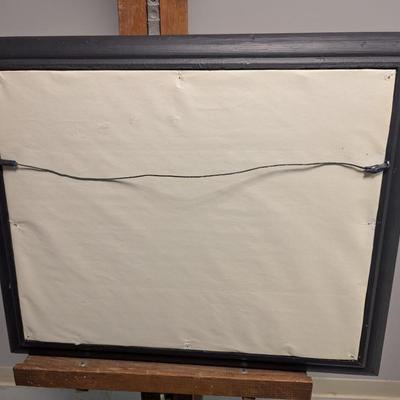 Approx 23 1/2" x 19 3/4" Japanese Silk Landscape Framed Japan Art