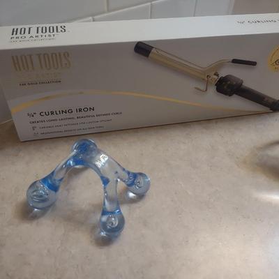 HOT TOOLS 3/4" CURLING IRON, PRO NAIL LAMP, MASSAGER AND MIRROR