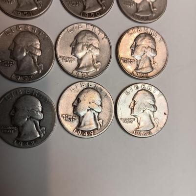 40 WASHINGTON SILVER QUARTERS, MIXED YEARS