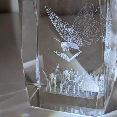 Sale Photo Thumbnail #100: Butterfly etched paperweight