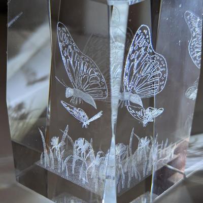 Sale Photo Thumbnail #99: Butterfly etched paperweight