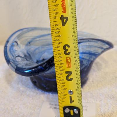 Sale Photo Thumbnail #191: Blown glass bowl, clear and cobalt blue