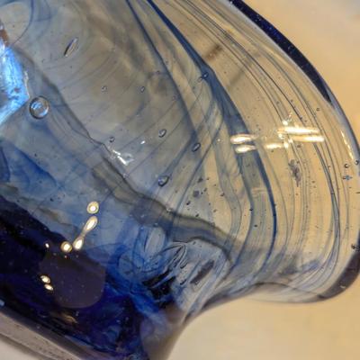 Sale Photo Thumbnail #193: Blown glass bowl, clear and cobalt blue