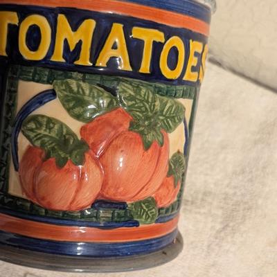 Sale Photo Thumbnail #263: small ceramic canister- looks like can of tomatoes
