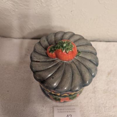 Sale Photo Thumbnail #260: small ceramic canister- looks like can of tomatoes
