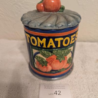 Sale Photo Thumbnail #259: small ceramic canister- looks like can of tomatoes