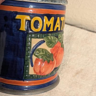 Sale Photo Thumbnail #262: small ceramic canister- looks like can of tomatoes