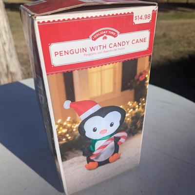 Sale Photo Thumbnail #290: Christmas decorations-inflatable penguin with candy cane