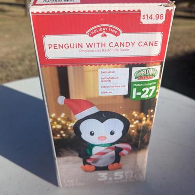 Sale Photo Thumbnail #289: Christmas decorations-inflatable penguin with candy cane