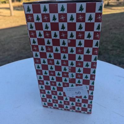 Sale Photo Thumbnail #311: Metallic Ceramic Santa figurine  see photos for size.  it might be a little bigger than you expect,. not an ornament size more like the height of an insulated cup.