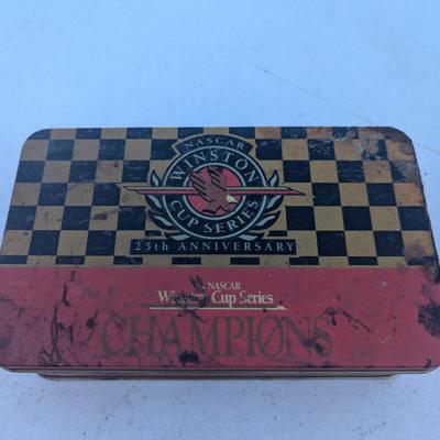 Sale Photo Thumbnail #334: vintage Naskar Winston cup tin with various drivers books of matches