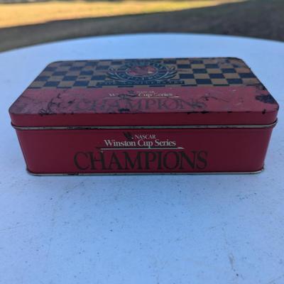 Sale Photo Thumbnail #335: vintage Naskar Winston cup tin with various drivers books of matches