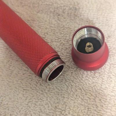 Sale Photo Thumbnail #475: 14 inch long bat shaped red metal flashlight