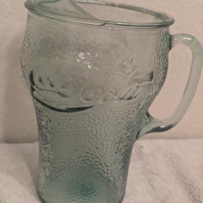 Sale Photo Thumbnail #511: Coca Cola vintage pitcher green pebble glass and a glass bottle