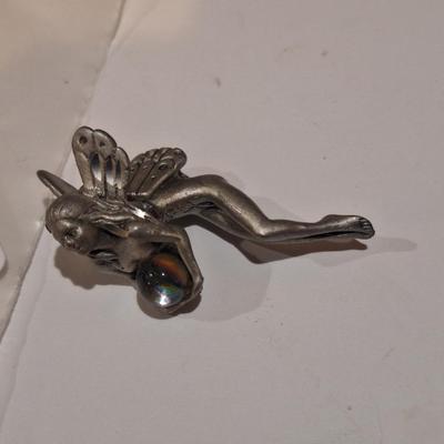 Sale Photo Thumbnail #679: winged fairy or nymph holding a crystal ball.