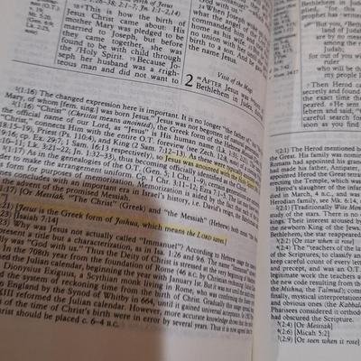 Sale Photo Thumbnail #829: presented to page is not filled out but it's clearly used and has some highlighting mostly in the  new testament.