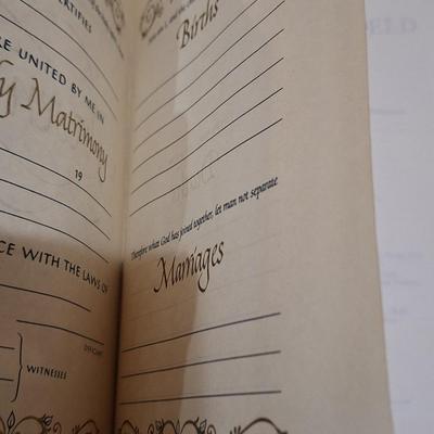 Sale Photo Thumbnail #827: presented to page is not filled out but it's clearly used and has some highlighting mostly in the  new testament.