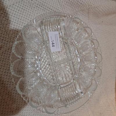 Sale Photo Thumbnail #849: Clear glass egg plate- Indiana glass?