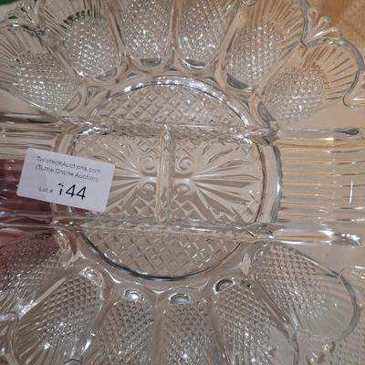 Sale Photo Thumbnail #850: Clear glass egg plate- Indiana glass?