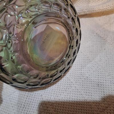 Sale Photo Thumbnail #853: Vintage Federal glass iridescent carnival glass bowl- colonial smoke pattern