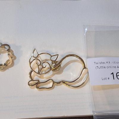 Sale Photo Thumbnail #909: cat pin  and round brooch