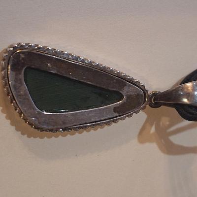 Sale Photo Thumbnail #912: Necklace with silver and green stone pendant