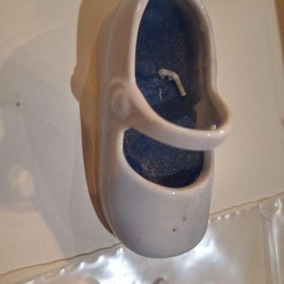 Sale Photo Thumbnail #1050: Enesco ceramic shoe with candle inside