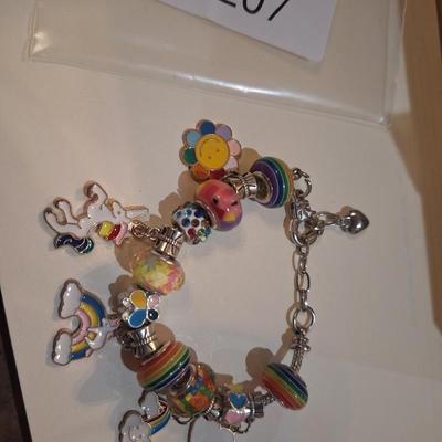 Sale Photo Thumbnail #1060: little girls unicorn and rainbows charm bracelet