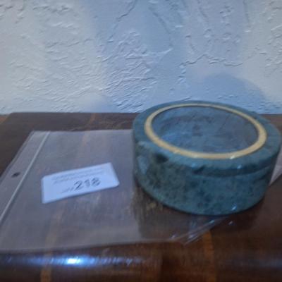 Sale Photo Thumbnail #1113: Stone trinket box with etched glass in lid