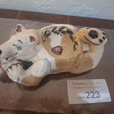 Sale Photo Thumbnail #1139: Blue sky polar bear votive candle holder