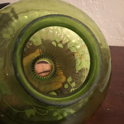 Sale Photo Thumbnail #1232: we think this is a top of a hurricane lamp or some kind of light fixture globe.  Approx 4 inches across where it would sit or hang from a fixture