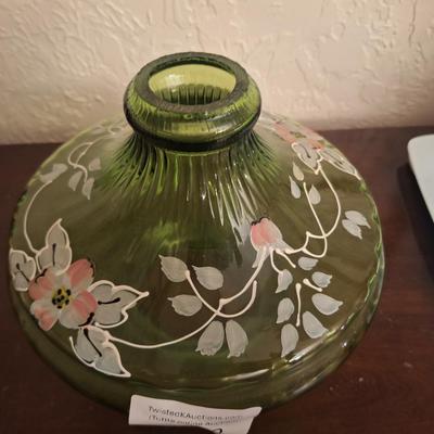 Sale Photo Thumbnail #1229: we think this is a top of a hurricane lamp or some kind of light fixture globe.  Approx 4 inches across where it would sit or hang from a fixture