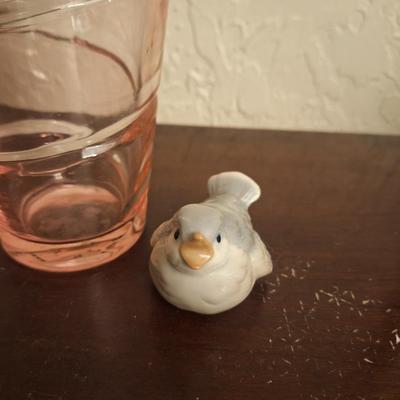 Sale Photo Thumbnail #1247: Tall Pink Vase and small ceramic bird