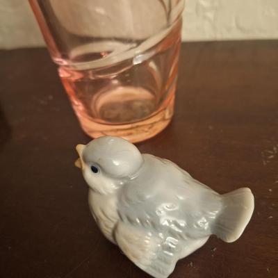 Sale Photo Thumbnail #1248: Tall Pink Vase and small ceramic bird