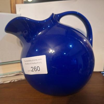 Sale Photo Thumbnail #1337: Cobalt blue pitcher by Hall Pottery- vintage "ball" style pitcher  Art Deco 