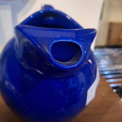 Sale Photo Thumbnail #1340: Cobalt blue pitcher by Hall Pottery- vintage "ball" style pitcher  Art Deco 