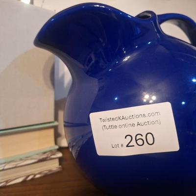 Sale Photo Thumbnail #1344: Cobalt blue pitcher by Hall Pottery- vintage "ball" style pitcher  Art Deco 